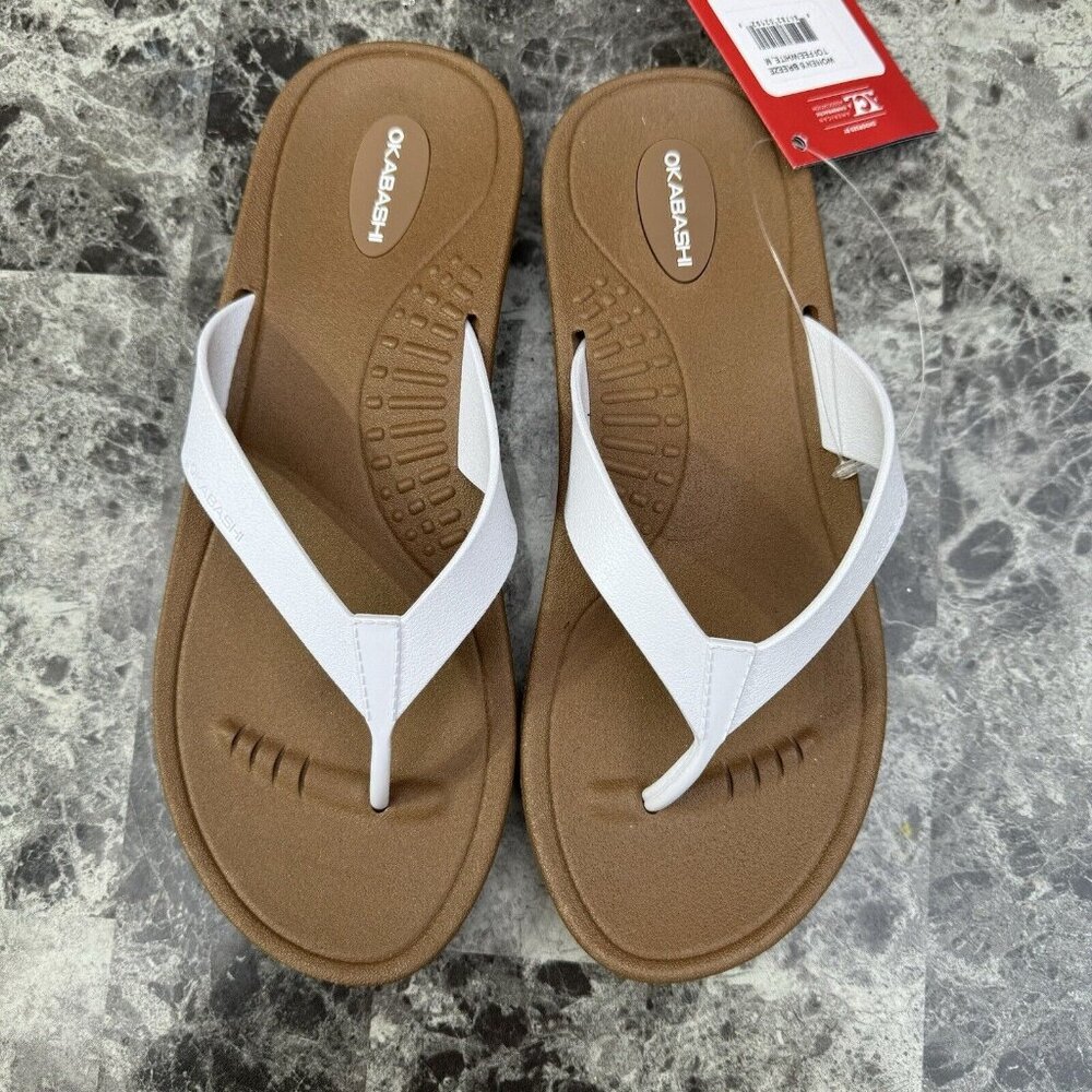 Okabashi Women's Breeze Slip On Flip Flop Sandals White Size: M